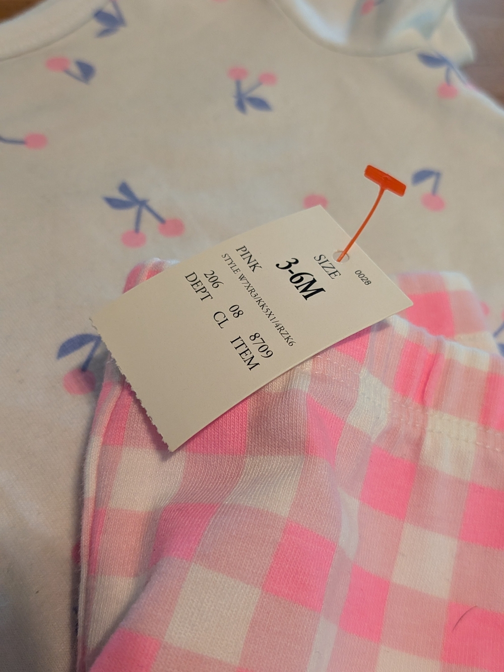 Cat & Jack Pink and White Gingham Legging Set with Floral Bodysuit - Picture 2 of 5